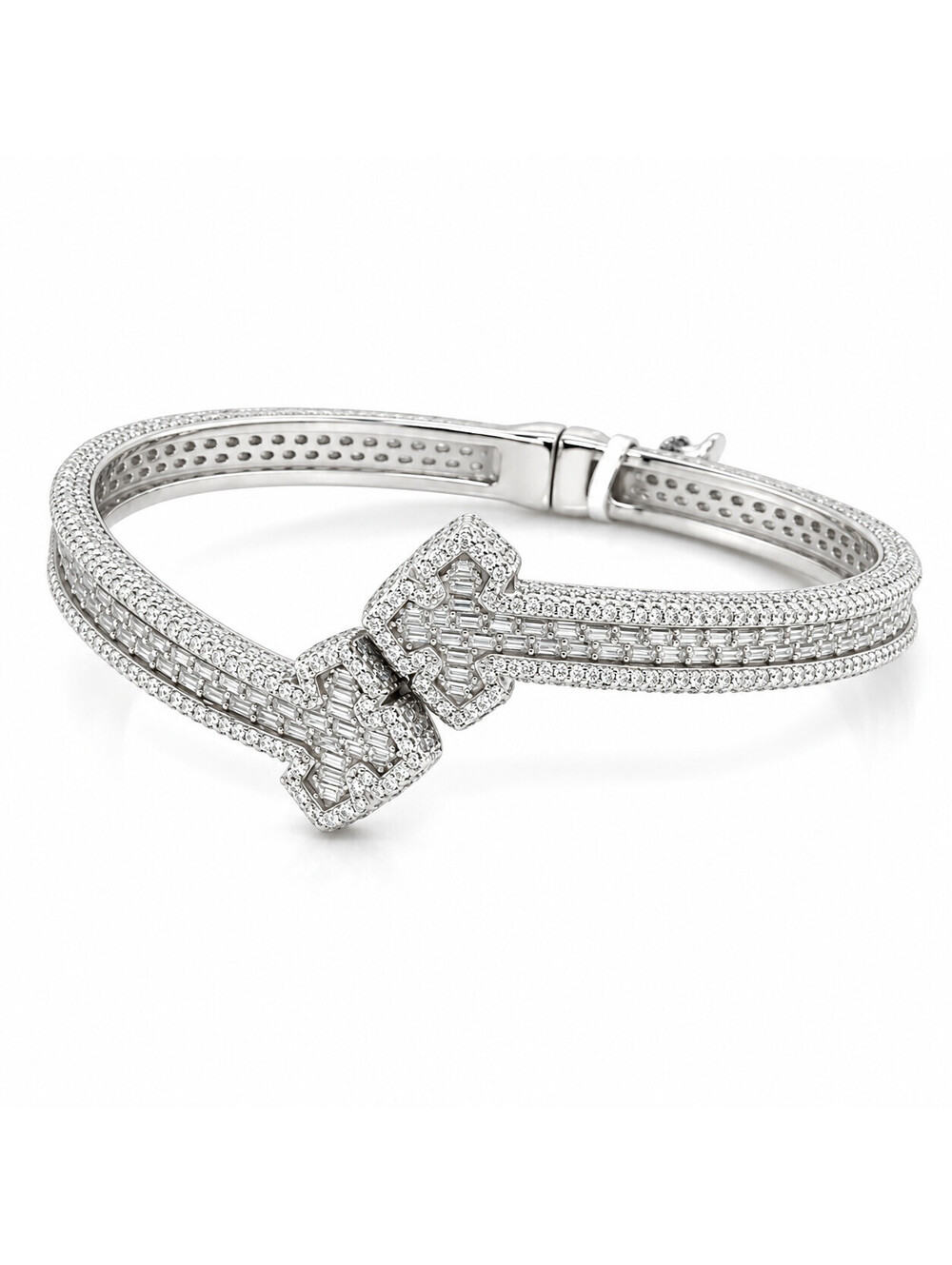 9.5Ct Moissanite Bangle Cross Bracelet 925 Sterling Silver
